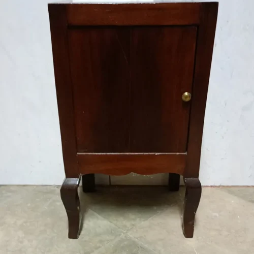 Wooden bedside table with marble top