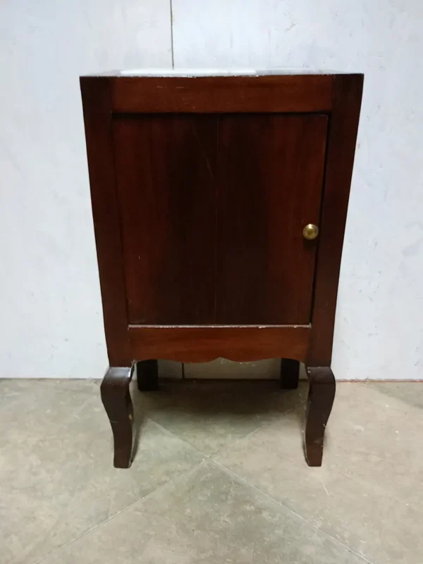 Wooden bedside table with marble top