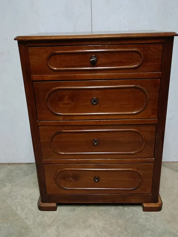 Cassettiera classica in legno a 4 cassetti